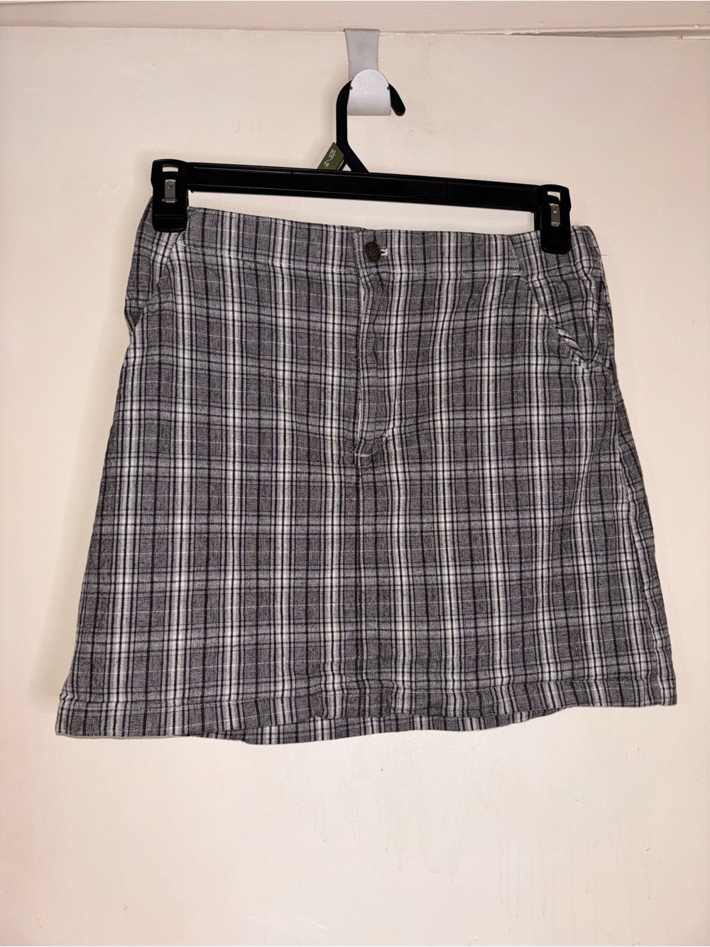 Hollister Grey and White Plaid Mini Skirt